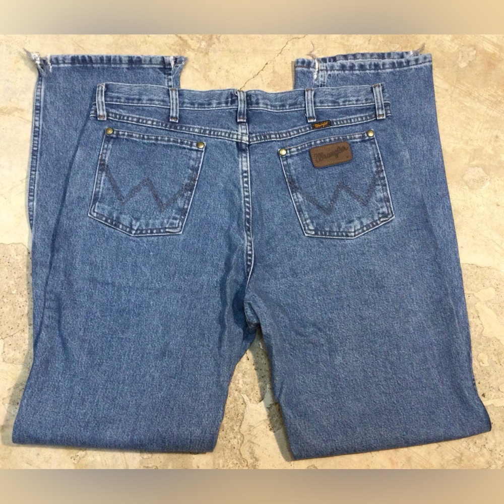 Wrangler 47MWZSW Regular Fit Cowboy Cut Stonewash Blue Jeans Mens 36x34 Preowned